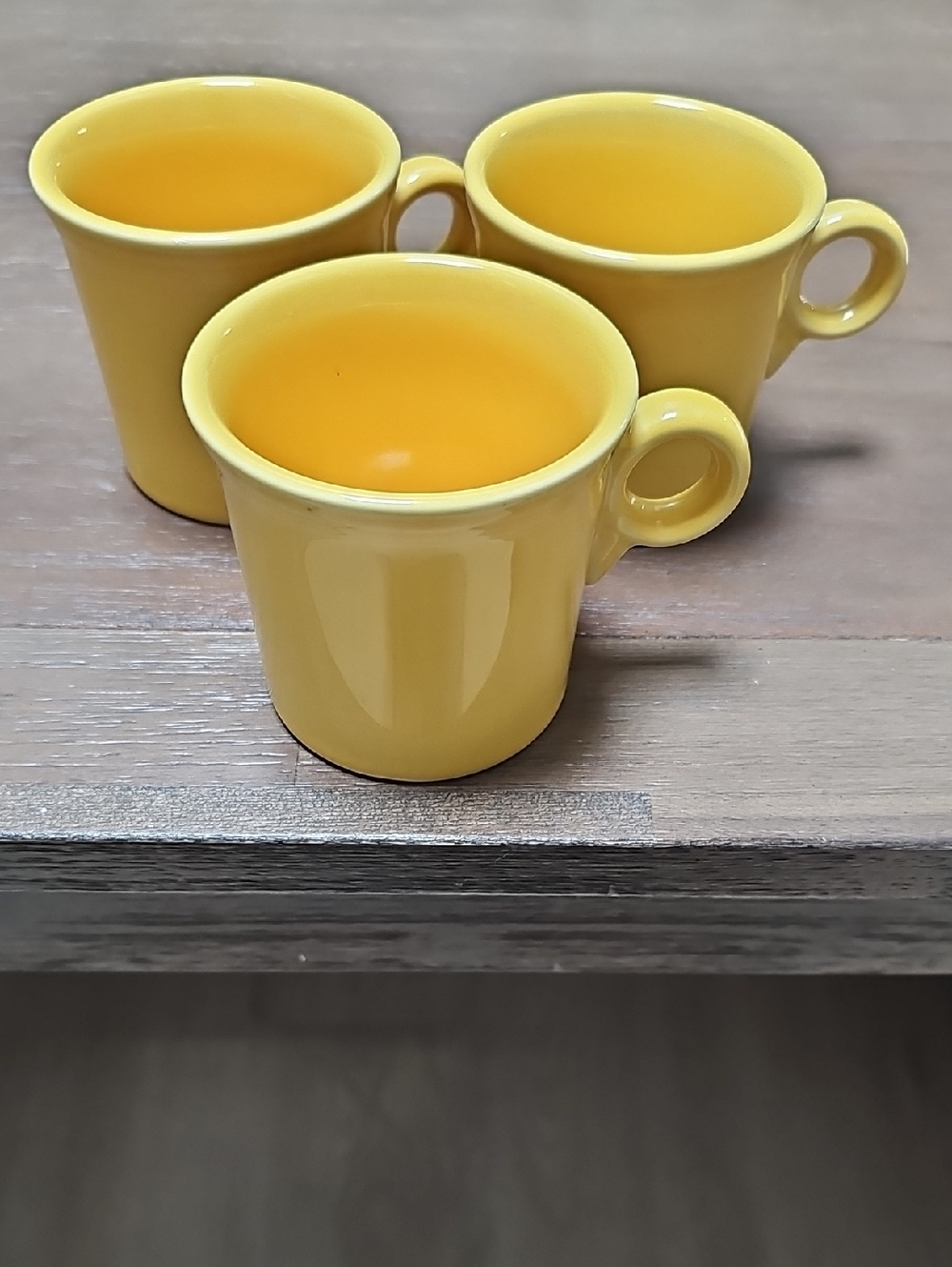 Vintage Fiestaware Yellow Ceramic Coffee Mugs - Set of 3